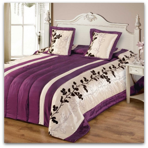 Narzuta na łóżko Elana 200x220 kremowo-fioletowa  w sklepie Dedekor.pl