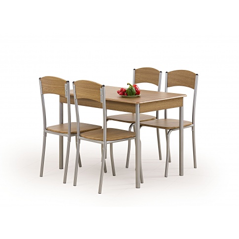 Zestaw 4 krzeseł i stołu LONGIN orzech w sklepie Dedekor.pl