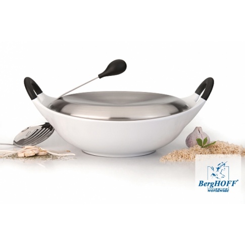 Wok Auriga 30cm z pokrywą biały Berghoff 2303429 w sklepie Dedekor.pl