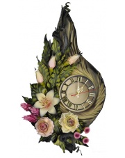 Zegar LIść z Kwiatami - 2 wzory