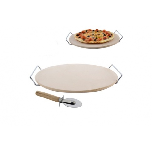 Kamień do pieczenia pizzy 33 cm z uchwytem + nóż w sklepie Dedekor.pl