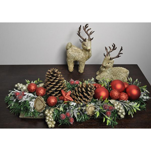 Czerwony stroik świąteczny z szyszkami w sklepie Dedekor.pl