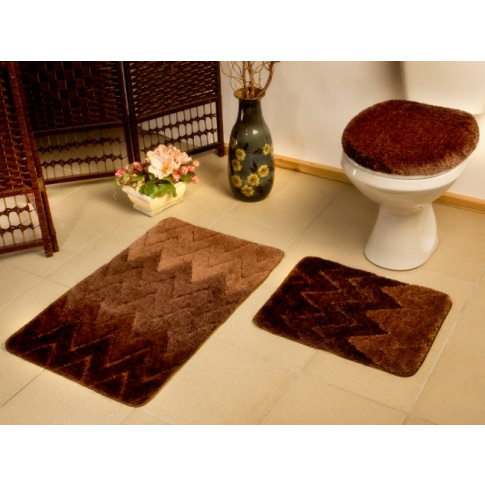 Zestaw dywaników łazienkowych ZIG ZAG coffee w sklepie Dedekor.pl
