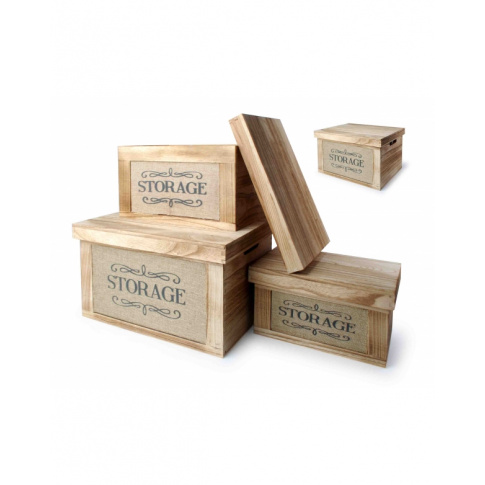 Drewniane skrzynki z zamknięciem - komplet 3 szt w sklepie Dedekor.pl