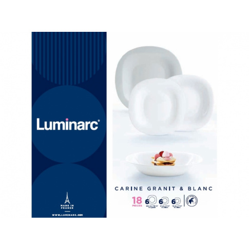 Komplet obiadowy Carine 18-elementowy biało-szary LUMINARC w sklepie Dedekor.pl