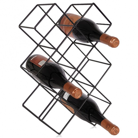 Stojak na wino na 8 butelek metalowy czarny 42,5x15,5x28,8 cm w sklepie Dedekor.pl