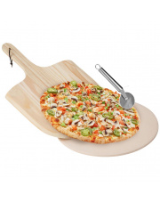 Kamień szamotowy do pieczenia pizzy forma na pizzę deska łopata nóż zestaw 3 el. w sklepie Dedekor.pl