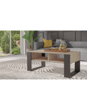 STOLIK KAWOWY Z PÓŁKĄ ŁAWA MODERN Dąb sonoma/czerń
