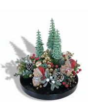 Bożonarodzeniowa kompozycja stroik dekoracja z misiami 2501 w sklepie Dedekor.pl