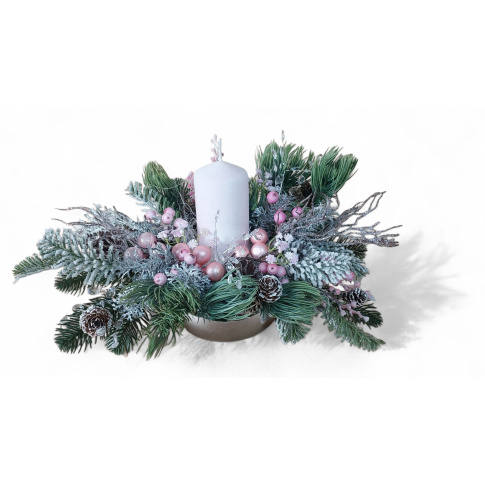 Stroik dekoracja Świąteczna różowy 25/02 w sklepie Dedekor.pl