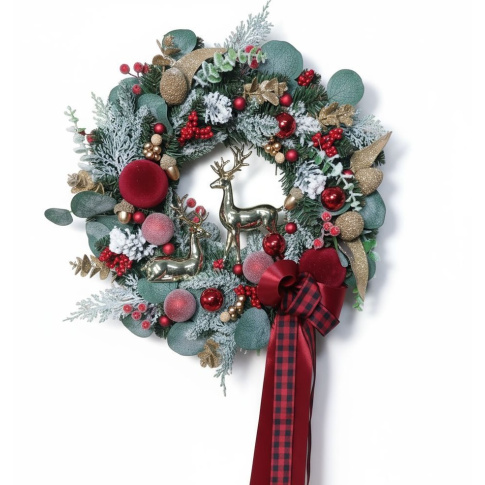 Wianek Świąteczny na Drzwi Czerwono Złoty w sklepie Dedekor.pl