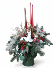 Nowoczesny duży stroik w donicy ze świecami