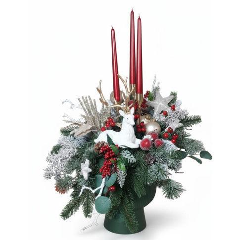 Nowoczesny duży stroik w donicy ze świecami w sklepie Dedekor.pl