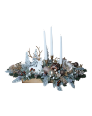 Stroik dekoracja Świąteczna brąz złoty + LED 2520