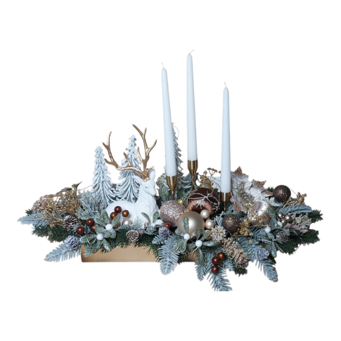 Stroik dekoracja Świąteczna brąz złoty + LED 2520 w sklepie Dedekor.pl