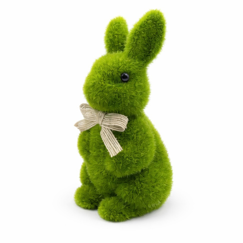 Zając wielkanocny figurka flokowany zielony  w sklepie Dedekor.pl