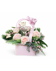 Flower box z kwiatami na imieniny, urodziny  w sklepie Dedekor.pl