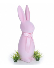 Zając flokowany różowy 15cm welurowy dekoracja