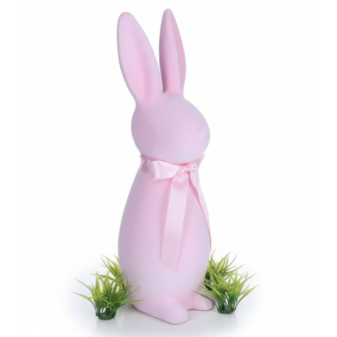 Zając flokowany różowy 15cm welurowy dekoracja w sklepie Dedekor.pl