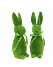 Zając flokowany zielony 15cm welurowy dekoracja w sklepie Dedekor.pl