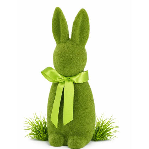 Zając flokowany zielony 30 cm welurowy dekoracja w sklepie Dedekor.pl