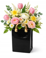 Wazon torebka czarny ze złotem duży  w sklepie Dedekor.pl