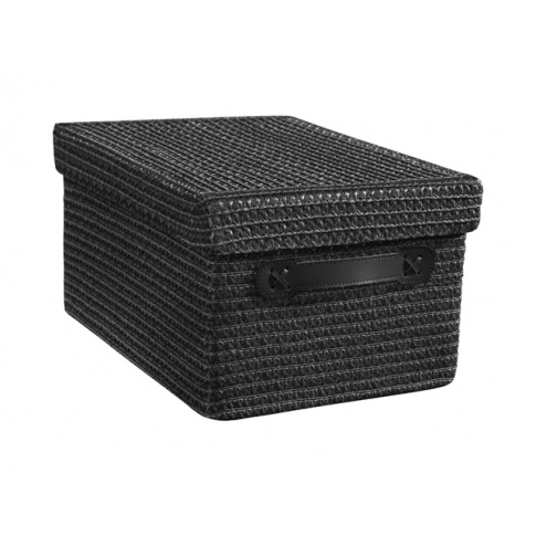 Kosz pleciony czarny  z pokrywą 36X26X20 cm w sklepie Dedekor.pl
