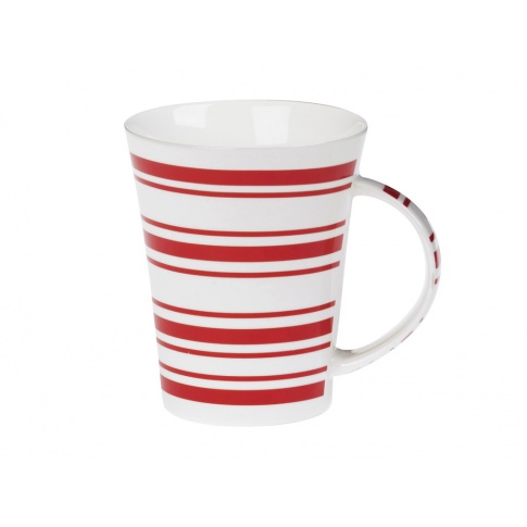 Porcelanowy kubek Keno czerwone paski 360ml w sklepie Dedekor.pl