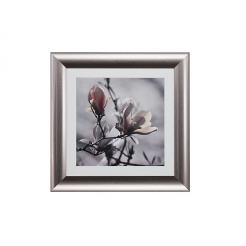 Kwadratowy obraz Kwiaty srebrna rama 56x56 w sklepie Dedekor.pl