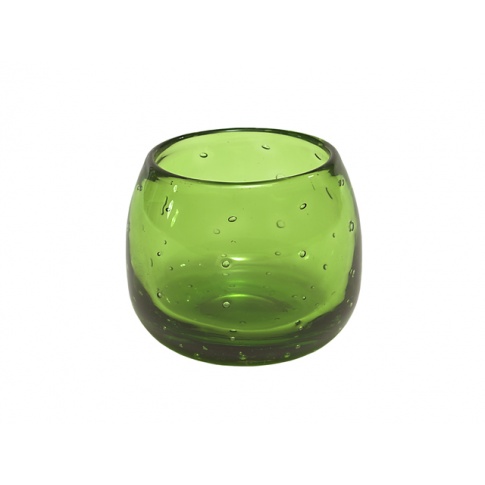 Okrągły świecznik szklany Bubble zielony wys.8,5 OUTLET w sklepie Dedekor.pl