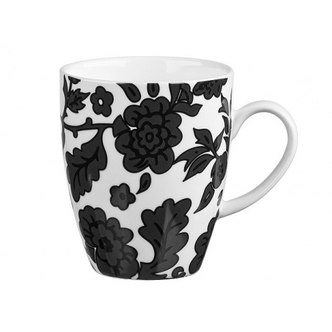 Ozdobny kubek z uchem Flower Black 280ml ceramika w sklepie Dedekor.pl