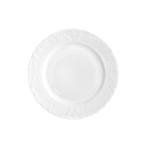 Biały talerz z porcelany Rococo śr.26 w sklepie Dedekor.pl