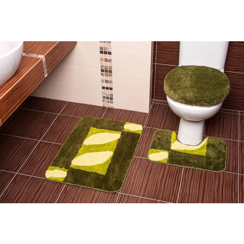Zielone dywaniki łazienkowe Flores mikrofibra w sklepie Dedekor.pl