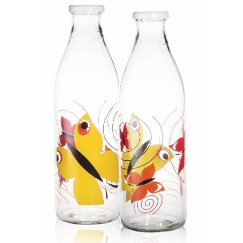 Szklana butelka ozdobna Motyle 900ml zakręcana w sklepie Dedekor.pl