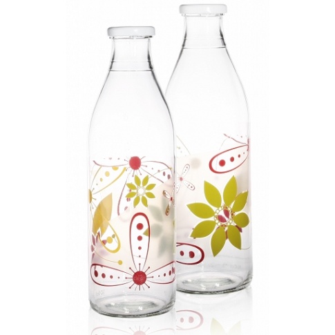 Zakręcana butelka dekorowana ze szkła Flowers 900ml w sklepie Dedekor.pl