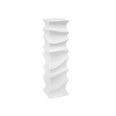Biały wazon prostokątny z ceramiki 56x16x16 w sklepie Dedekor.pl