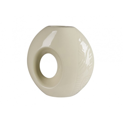 Ceramiczny wazon ozdobny z dziurką kremowy w sklepie Dedekor.pl