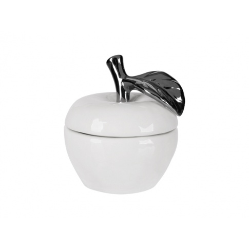 Biało-srebrne jabłko ozdobne z ceramiki 11,5x10x10 w sklepie Dedekor.pl