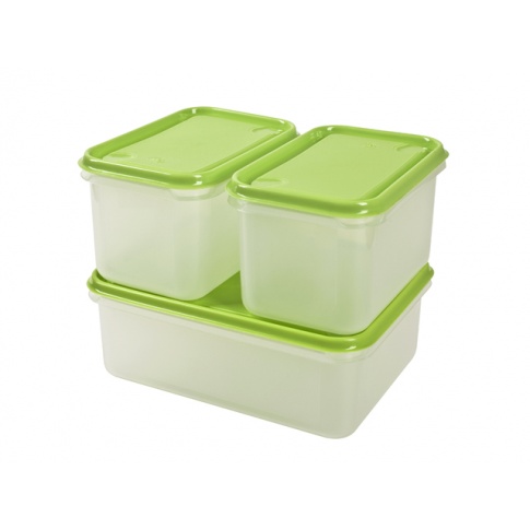 Zestaw 3 pojemników na żywność 2x1l, 1x2l zielone w sklepie Dedekor.pl