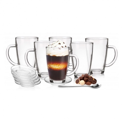 Szklanki Kris do latte łyżeczki i spodki w sklepie Dedekor.pl