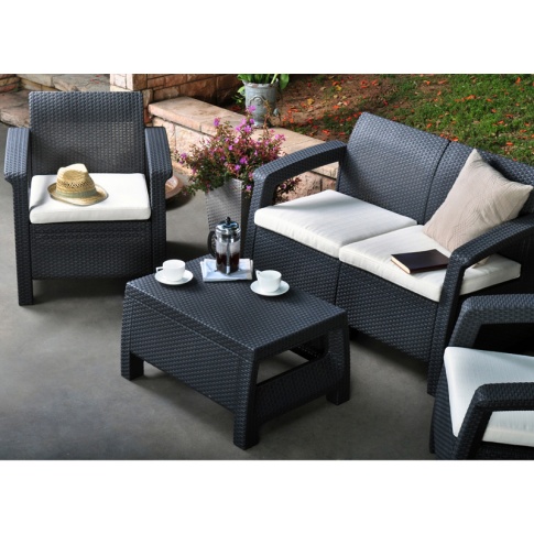 Meble Ogrodowe Corfu Technorattan Antracyt w sklepie Dedekor.pl