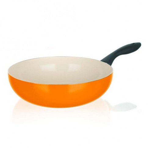 Aluminiowy WOK 28x8cm pomarańcz w sklepie Dedekor.pl