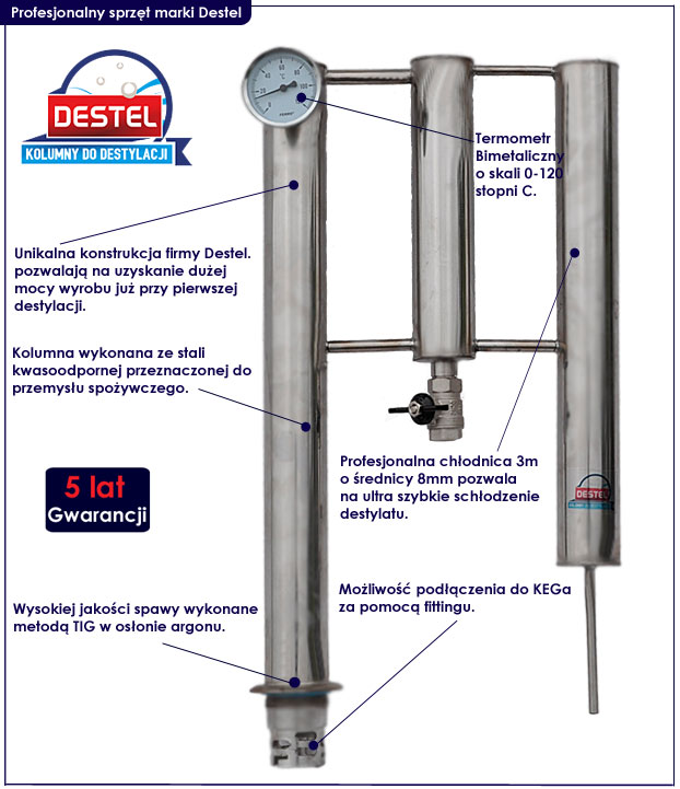 kolumna do destylacji alkoholu Destel 500XL